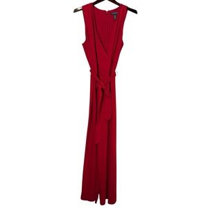 Ralph Lauren Vibrant Red Faux Wrap Jumpsuit Sz 14